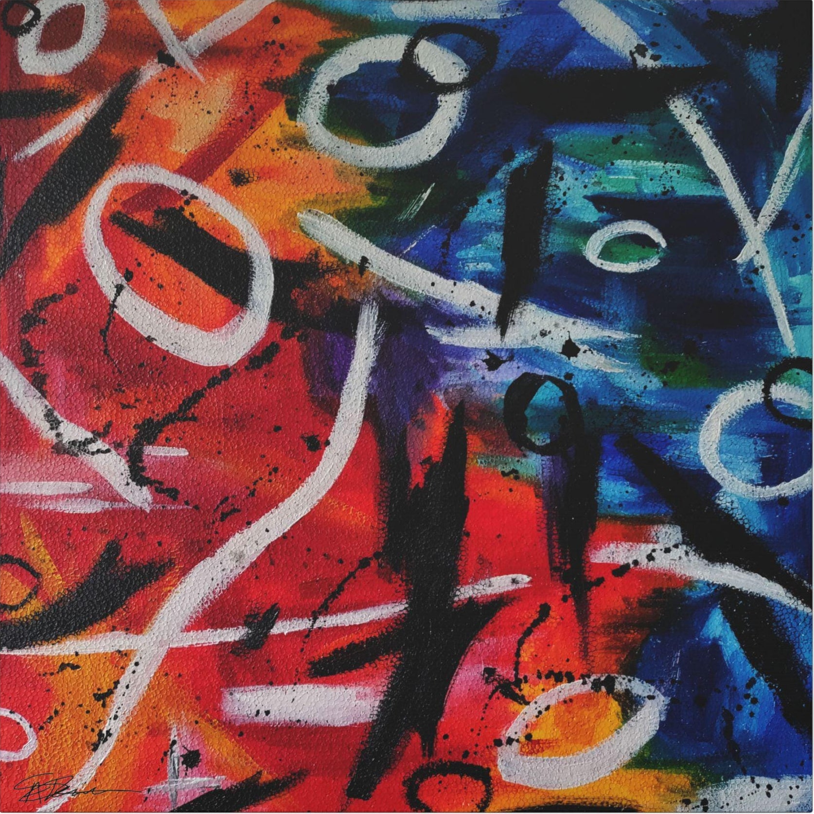 Abstract artwork with colorful brush strokes